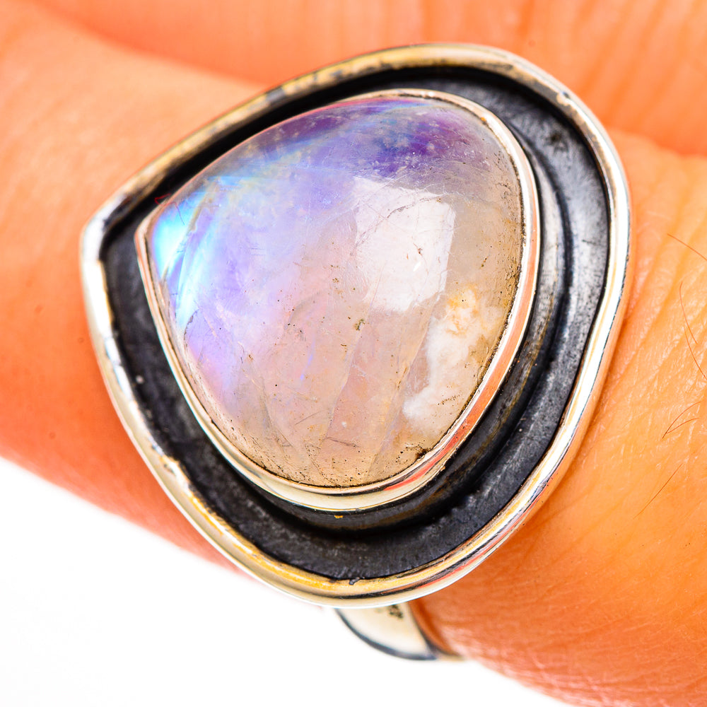 Rainbow Moonstone Rings handcrafted by Anasilvercos - RING111865