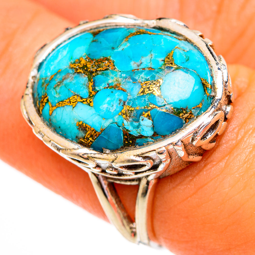 Blue Copper Composite Turquoise Rings handcrafted by Anasilvercos - RING111873