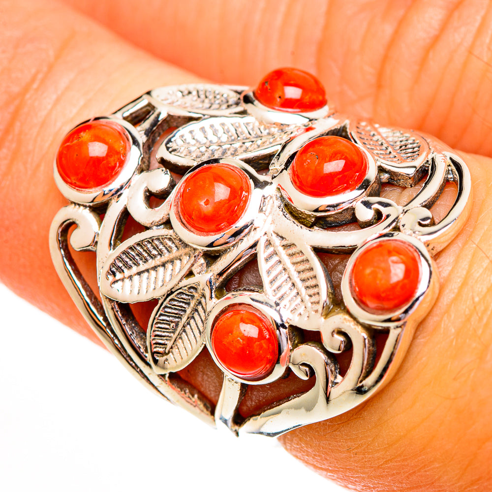 Mediterranean Red Coral Rings handcrafted by Anasilvercos - RING111886