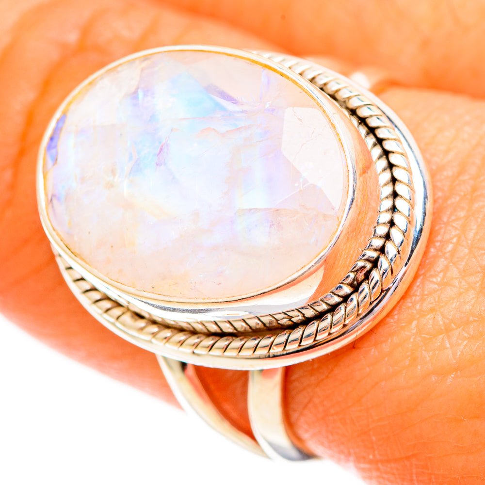 Rainbow Moonstone Rings handcrafted by Anasilvercos - RING111894