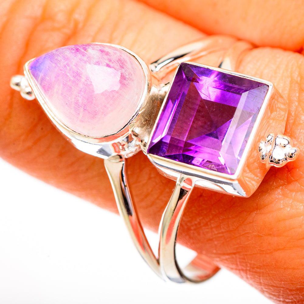 Pink Moonstone Rings handcrafted by Anasilvercos - RING111899