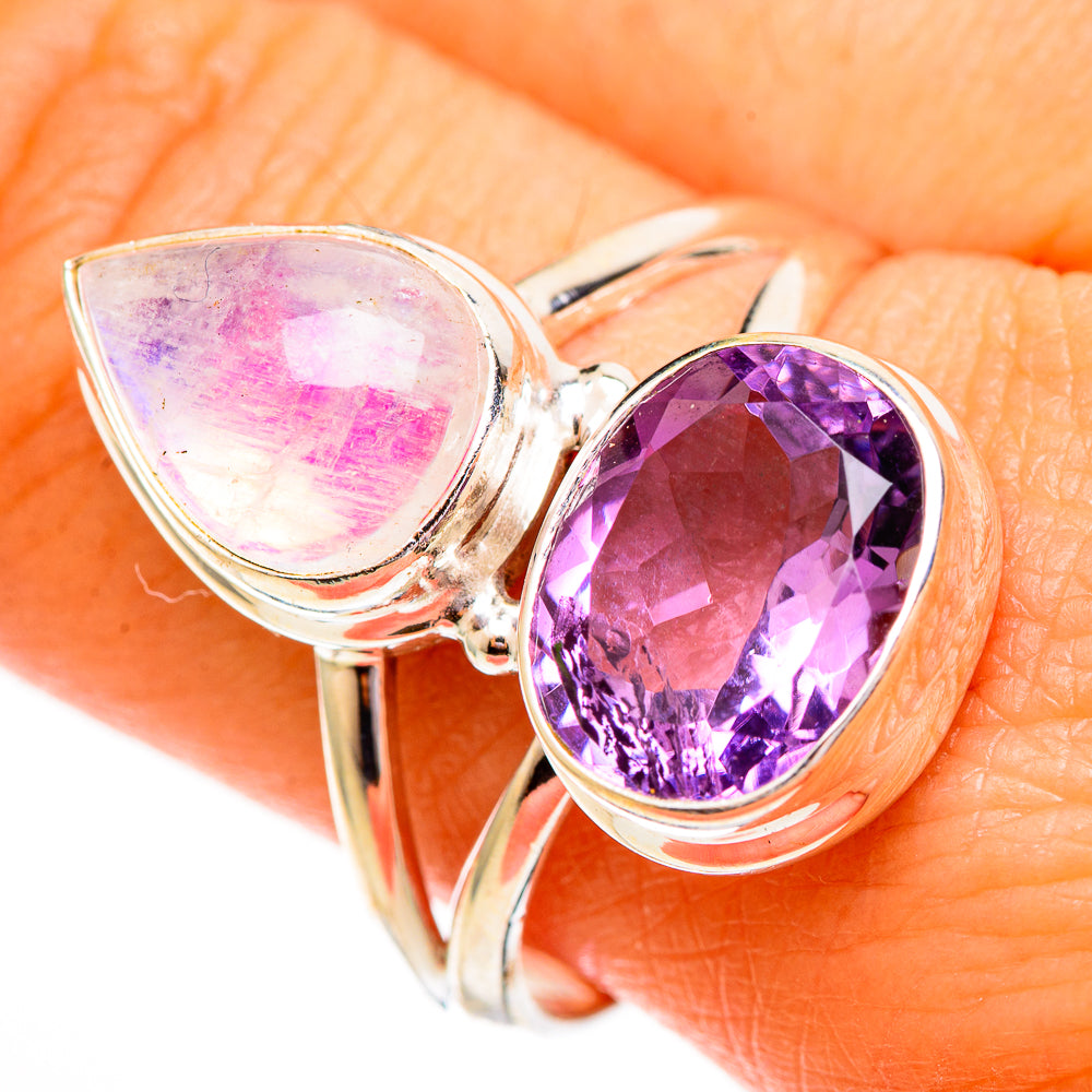 Pink Moonstone Rings handcrafted by Anasilvercos - RING111900