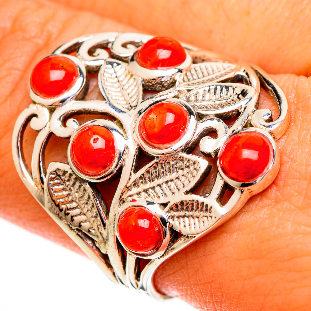 Mediterranean Red Coral Rings handcrafted by Anasilvercos - RING111917