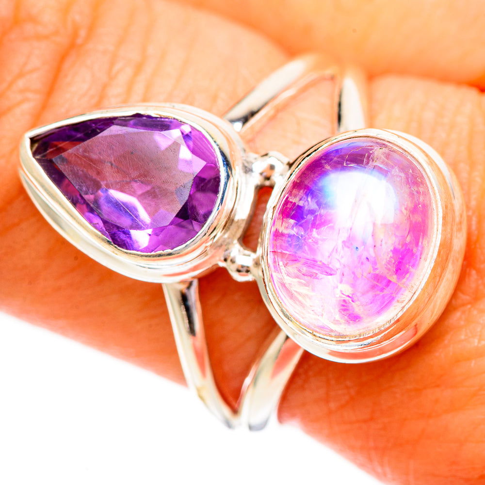 Pink Moonstone Rings handcrafted by Anasilvercos - RING111928