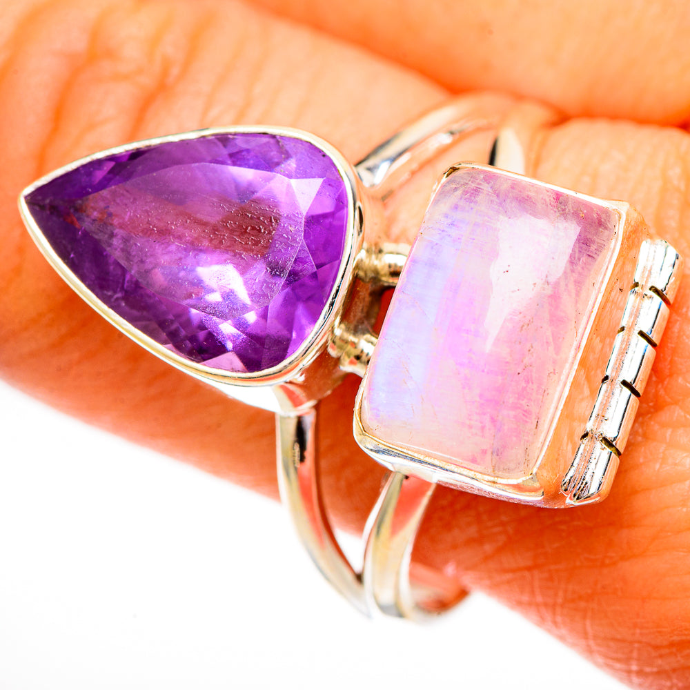 Pink Moonstone Rings handcrafted by Anasilvercos - RING111930