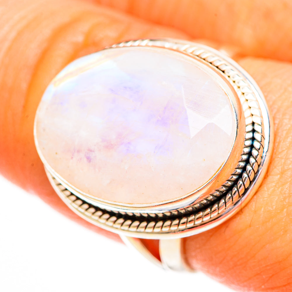 Rainbow Moonstone Rings handcrafted by Anasilvercos - RING111962