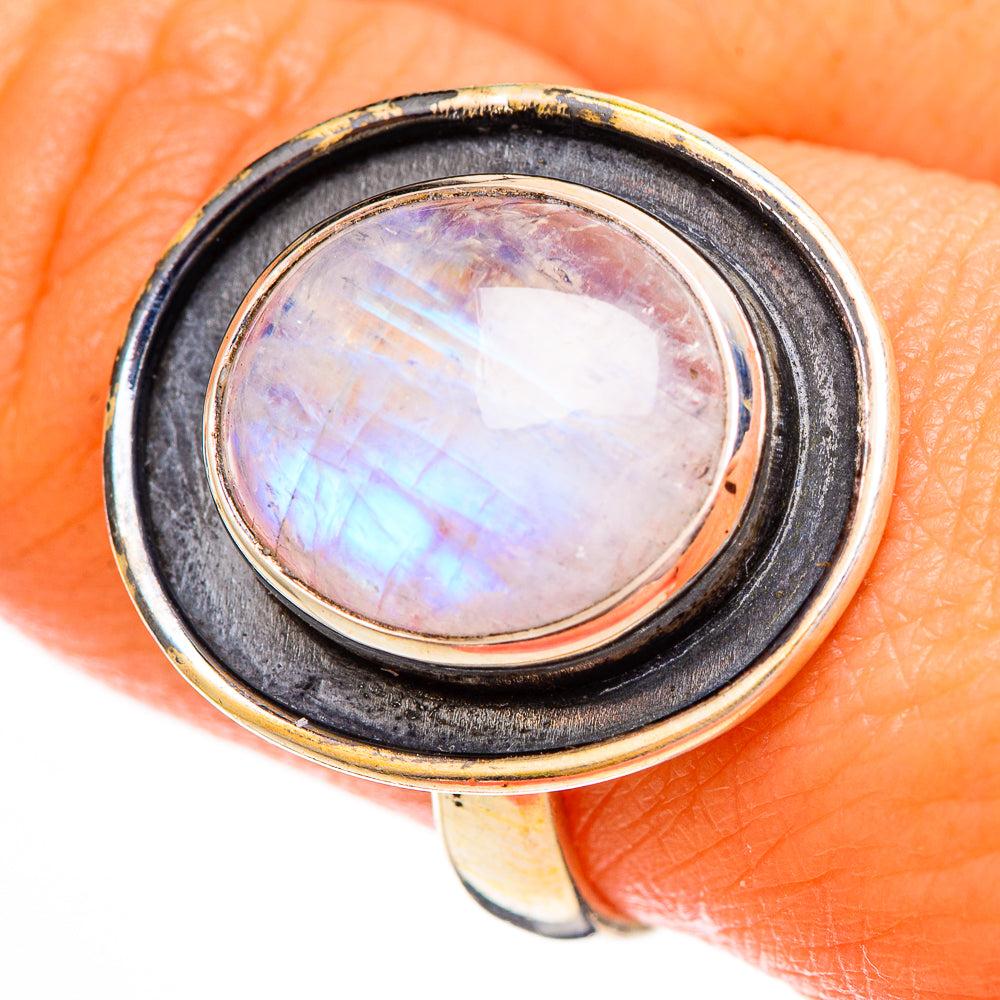 Rainbow Moonstone Rings handcrafted by Anasilvercos - RING111963