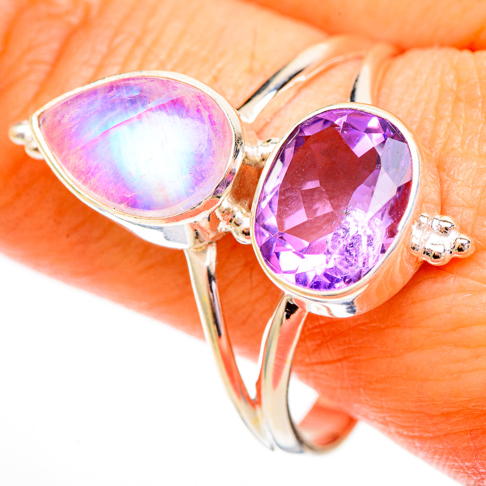 Pink Moonstone Rings handcrafted by Anasilvercos - RING111965