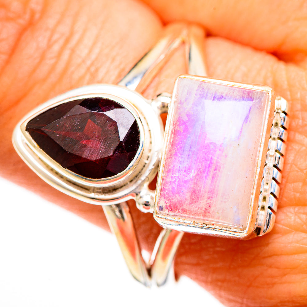 Pink Moonstone Rings handcrafted by Anasilvercos - RING111966