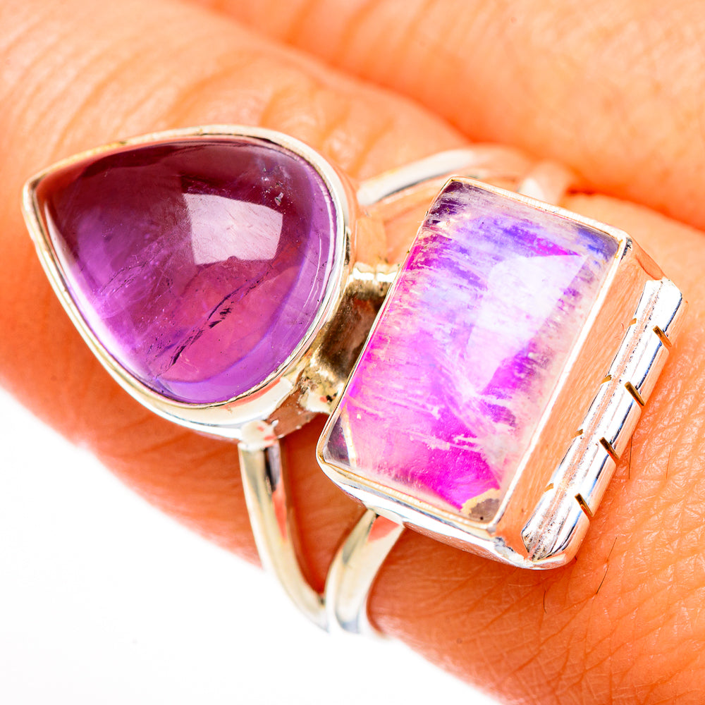Pink Moonstone Rings handcrafted by Anasilvercos - RING111967