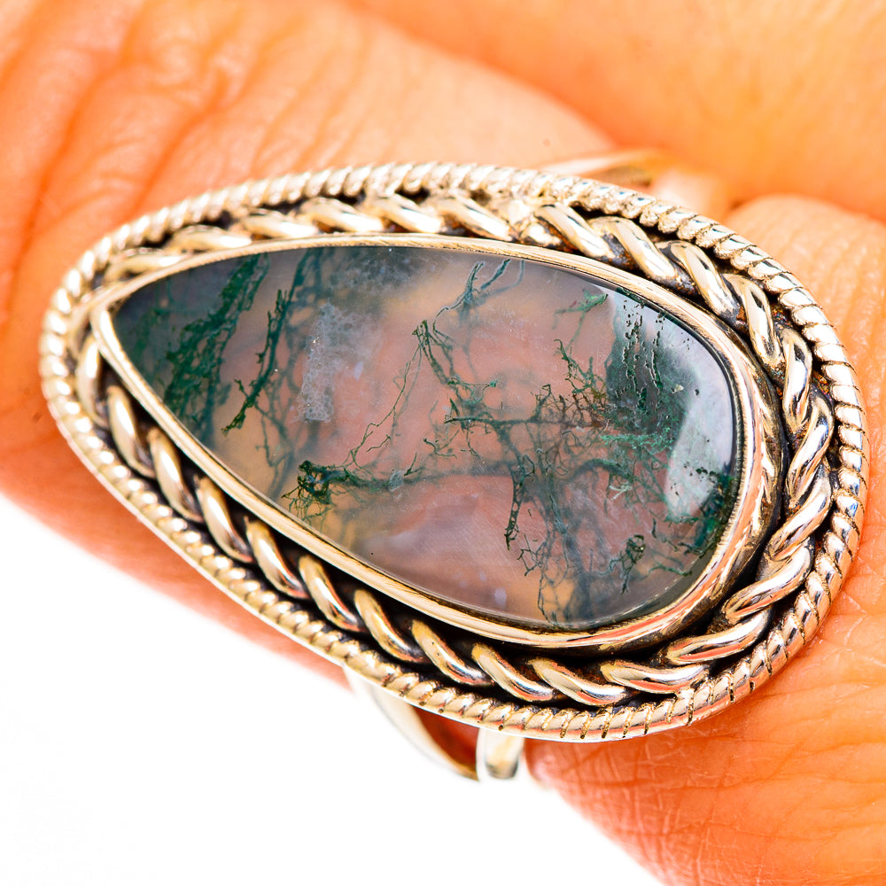 Green Moss Agate Rings handcrafted by Anasilvercos - RING111979