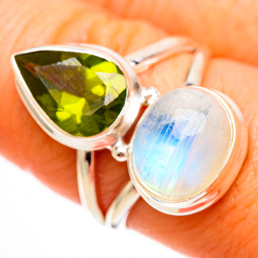 Rainbow Moonstone Rings handcrafted by Anasilvercos - RING111980