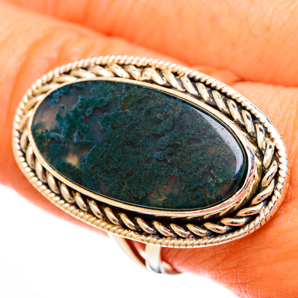 Green Moss Agate Rings handcrafted by Anasilvercos - RING112001