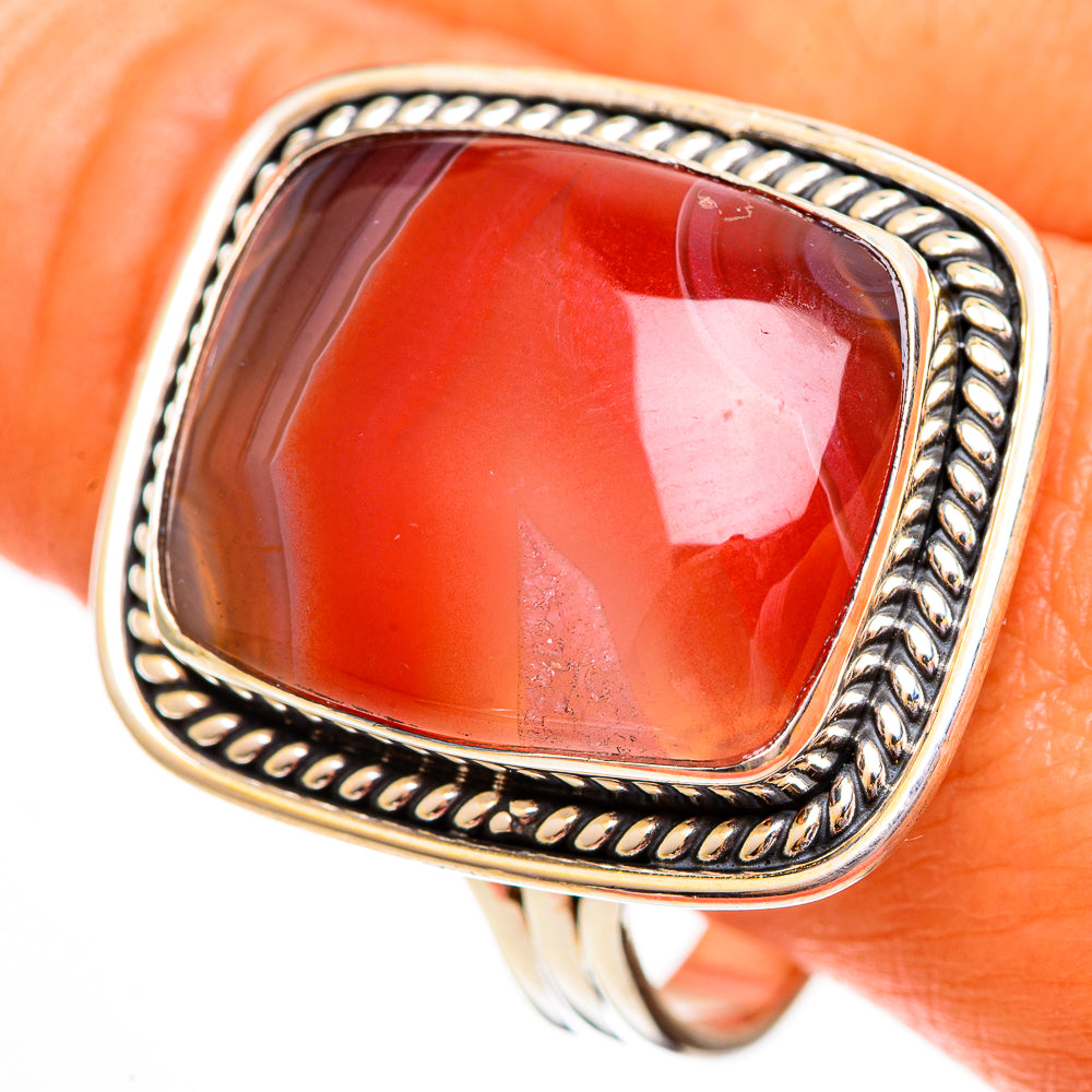 Red Botswana Agate Rings handcrafted by Anasilvercos - RING112010