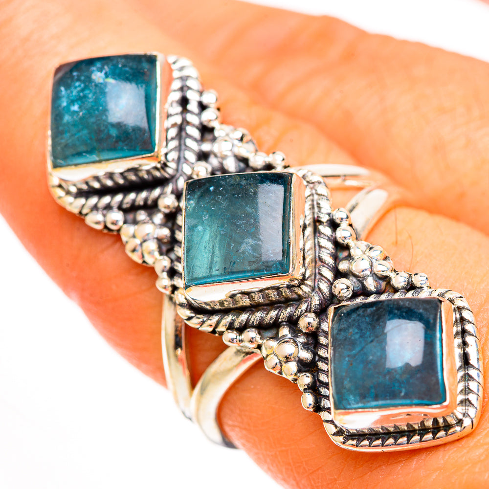 Blue Fluorite Rings handcrafted by Anasilvercos - RING112036