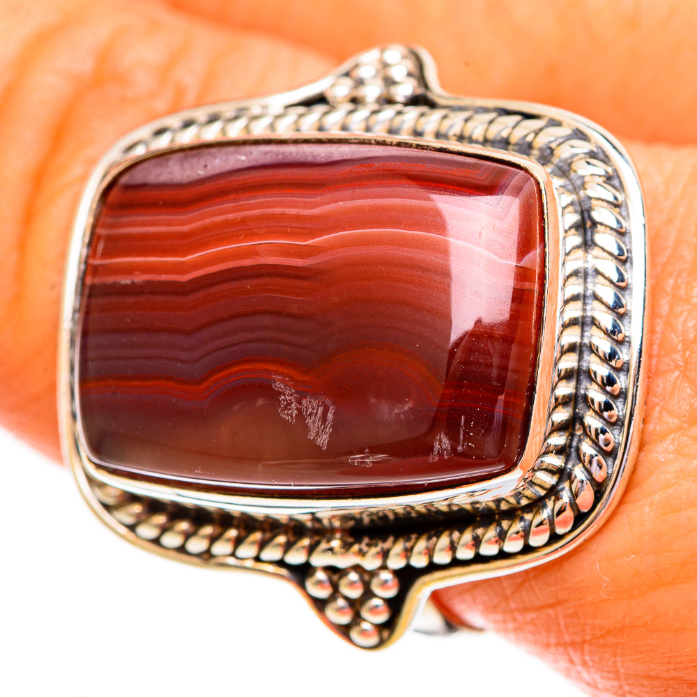 Red Botswana Agate Rings handcrafted by Anasilvercos - RING112089