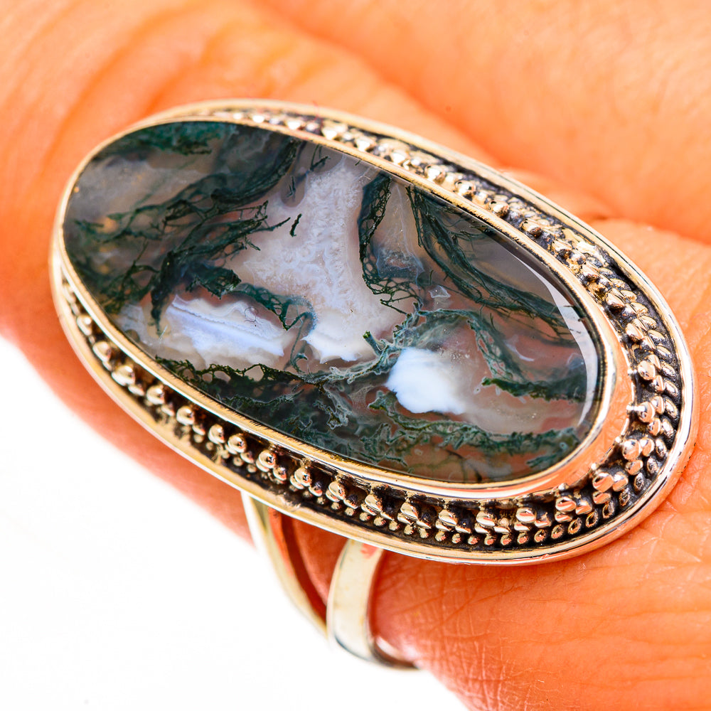 Green Moss Agate Rings handcrafted by Anasilvercos - RING112118