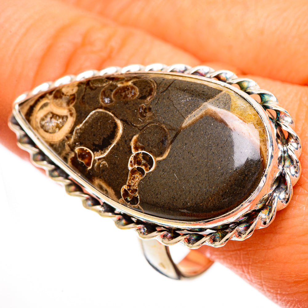 Turritella Agate Rings handcrafted by Anasilvercos - RING112125