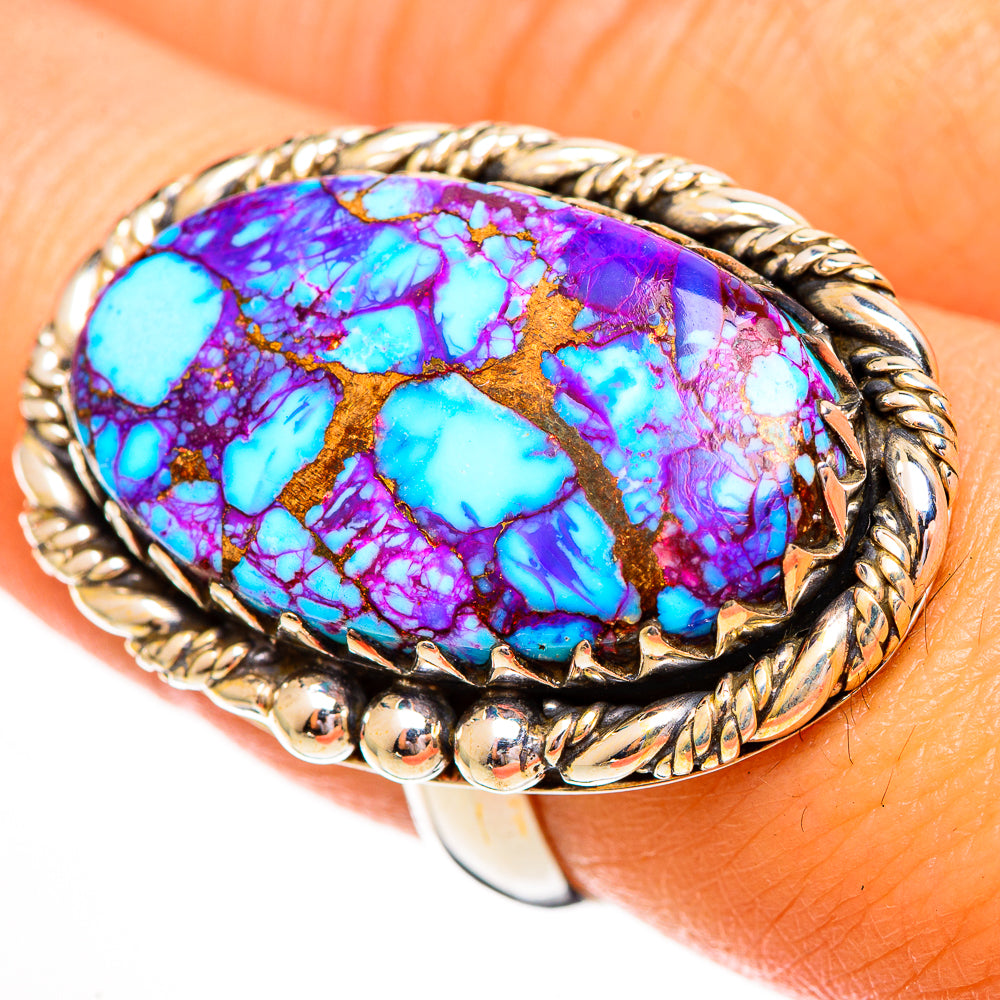 Purple Copper Composite Turquoise Rings handcrafted by Anasilvercos - RING112139