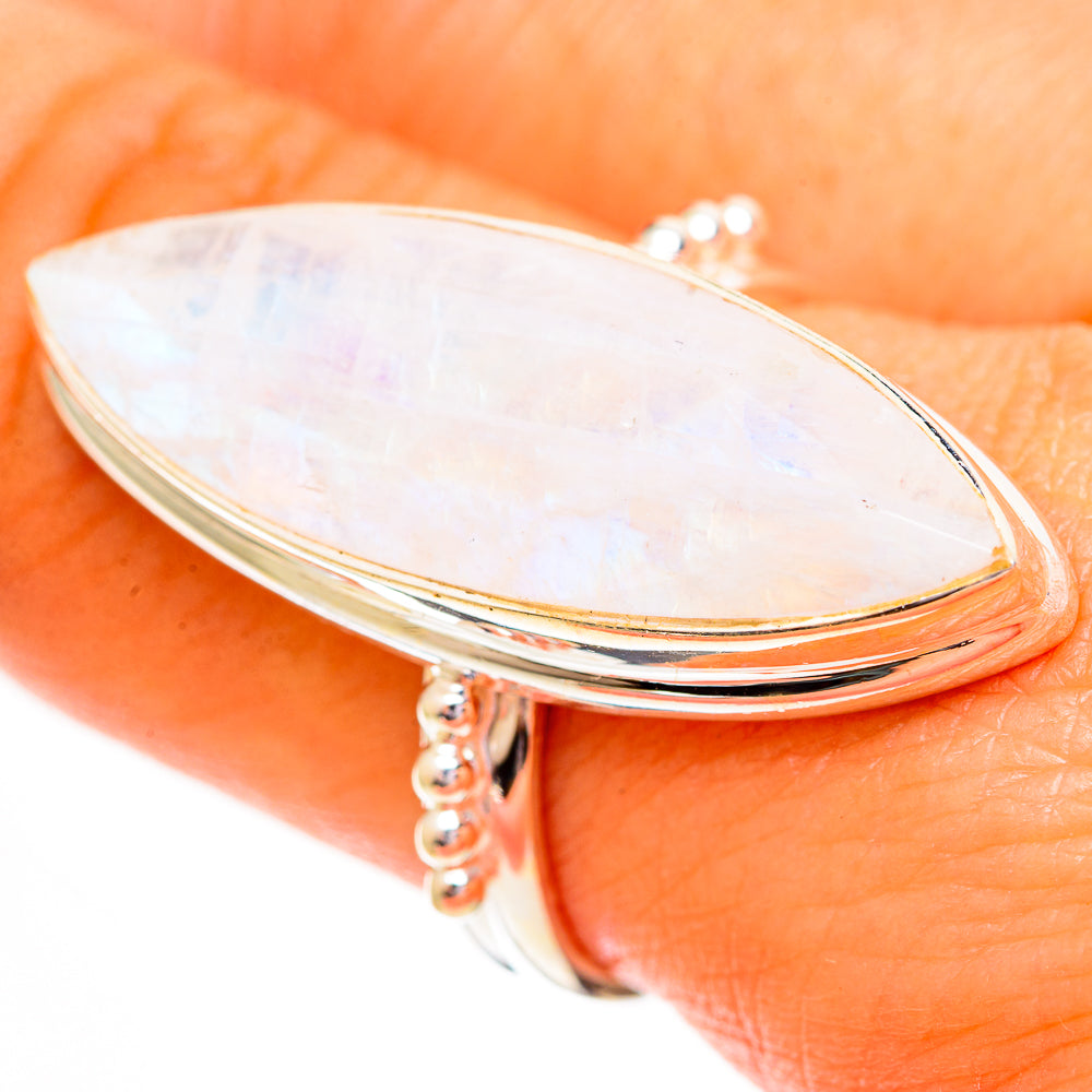 Rainbow Moonstone Rings handcrafted by Anasilvercos - RING112144