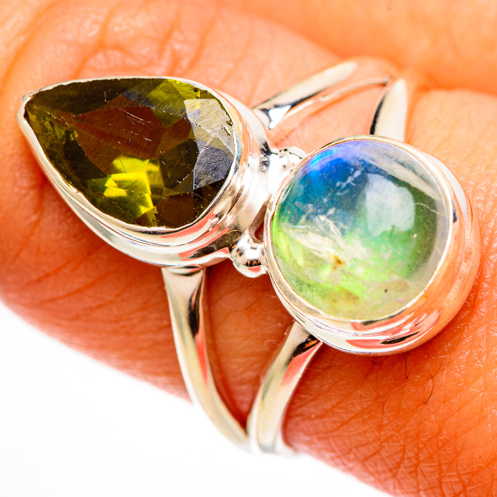 Green Moonstone Rings handcrafted by Anasilvercos - RING112186