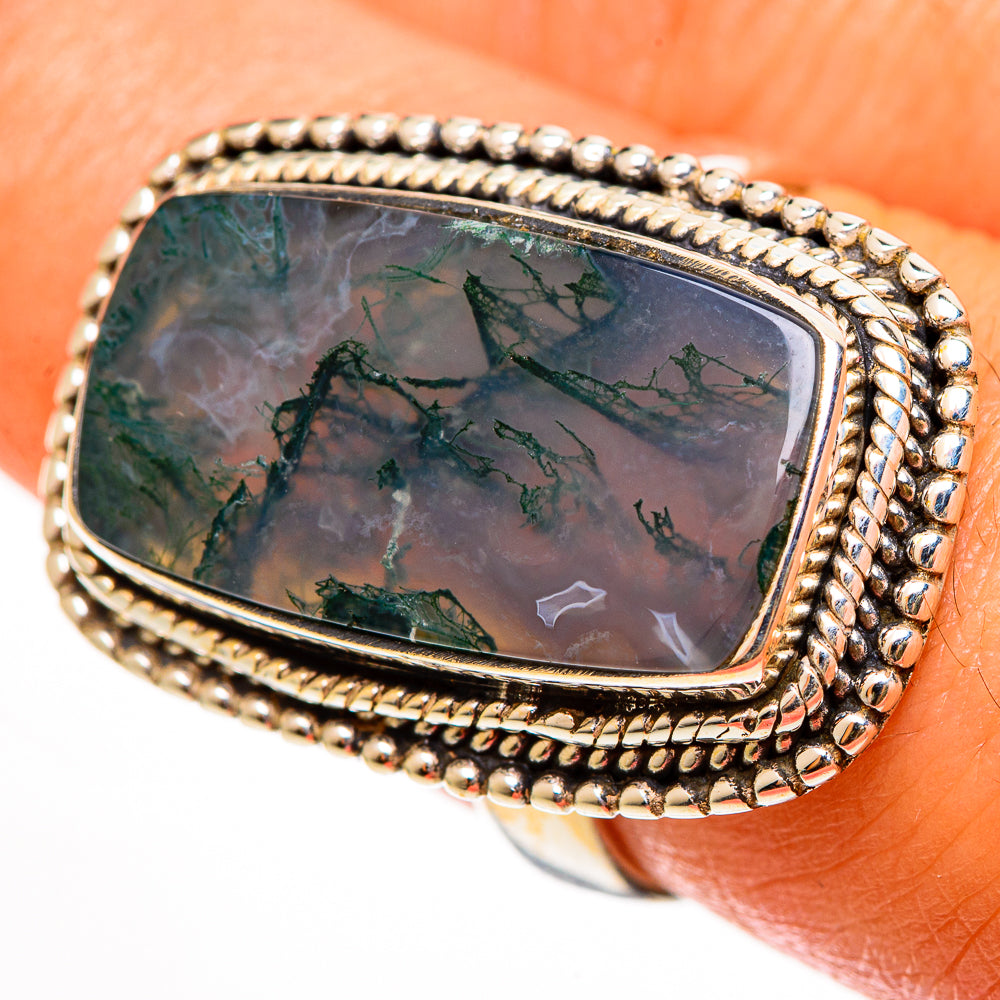 Green Moss Agate Rings handcrafted by Anasilvercos - RING112187