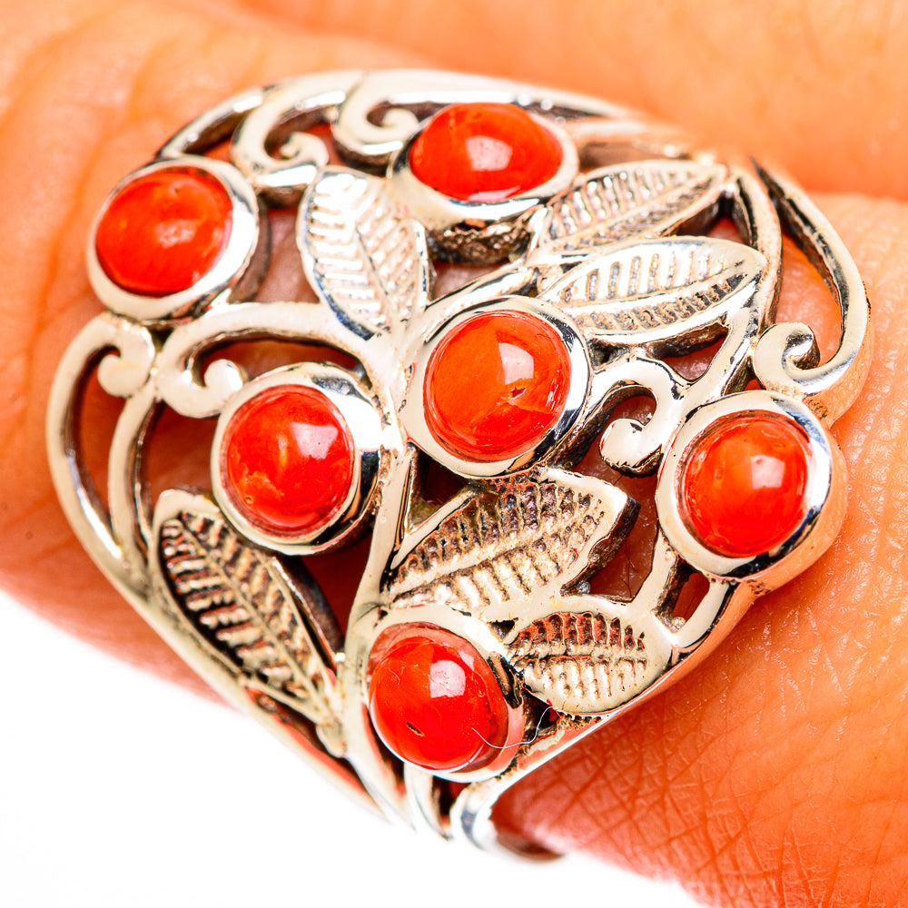 Mediterranean Red Coral Rings handcrafted by Anasilvercos - RING112196