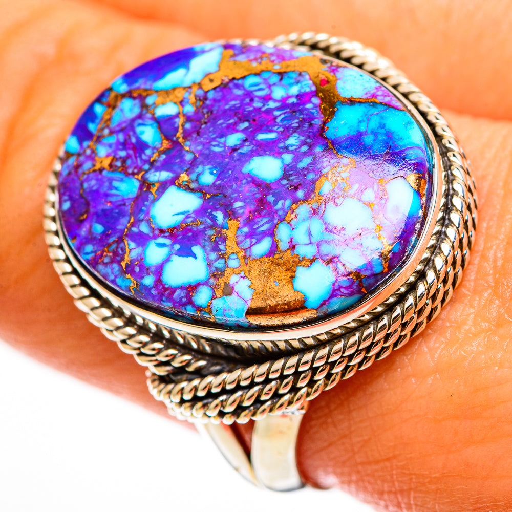 Purple Copper Composite Turquoise Rings handcrafted by Anasilvercos - RING112198