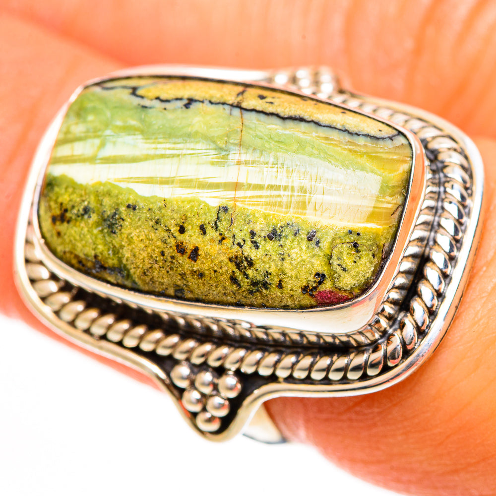 African Green Opal Rings handcrafted by Anasilvercos - RING112215