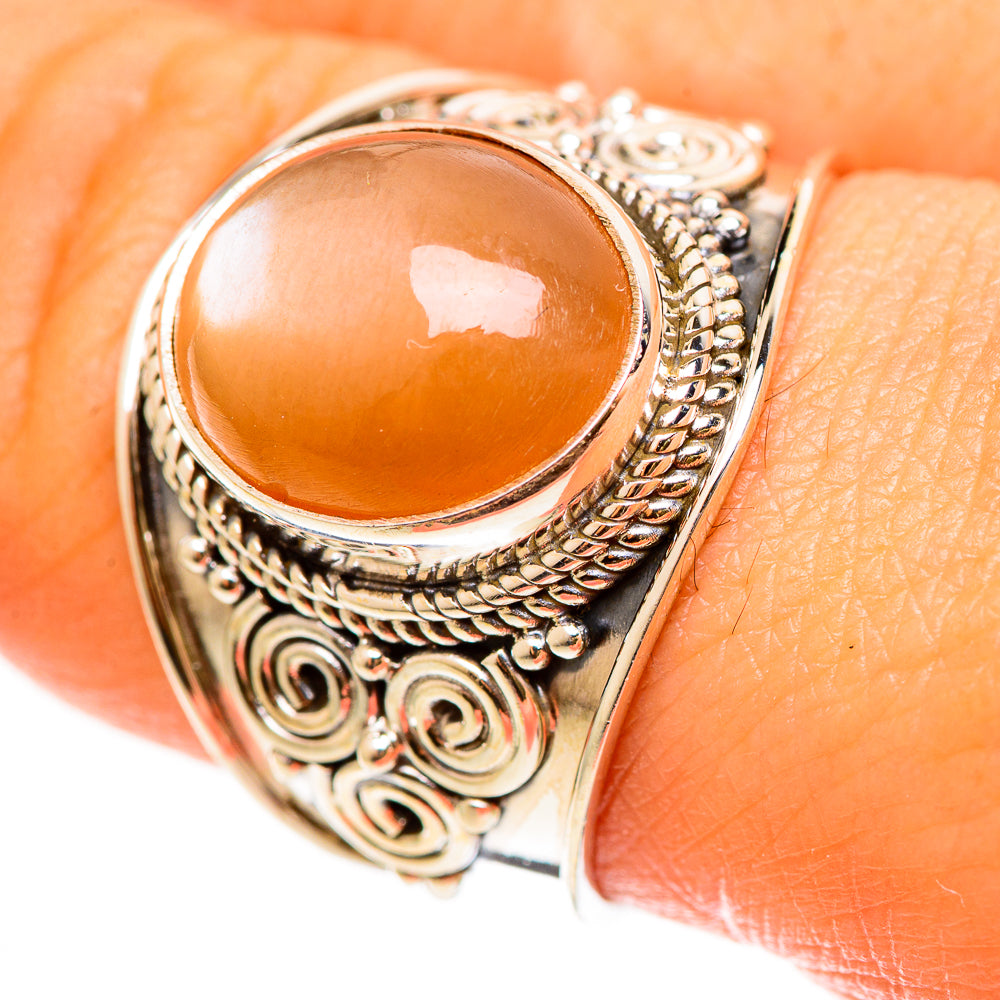 Peach Moonstone Rings handcrafted by Anasilvercos - RING112221