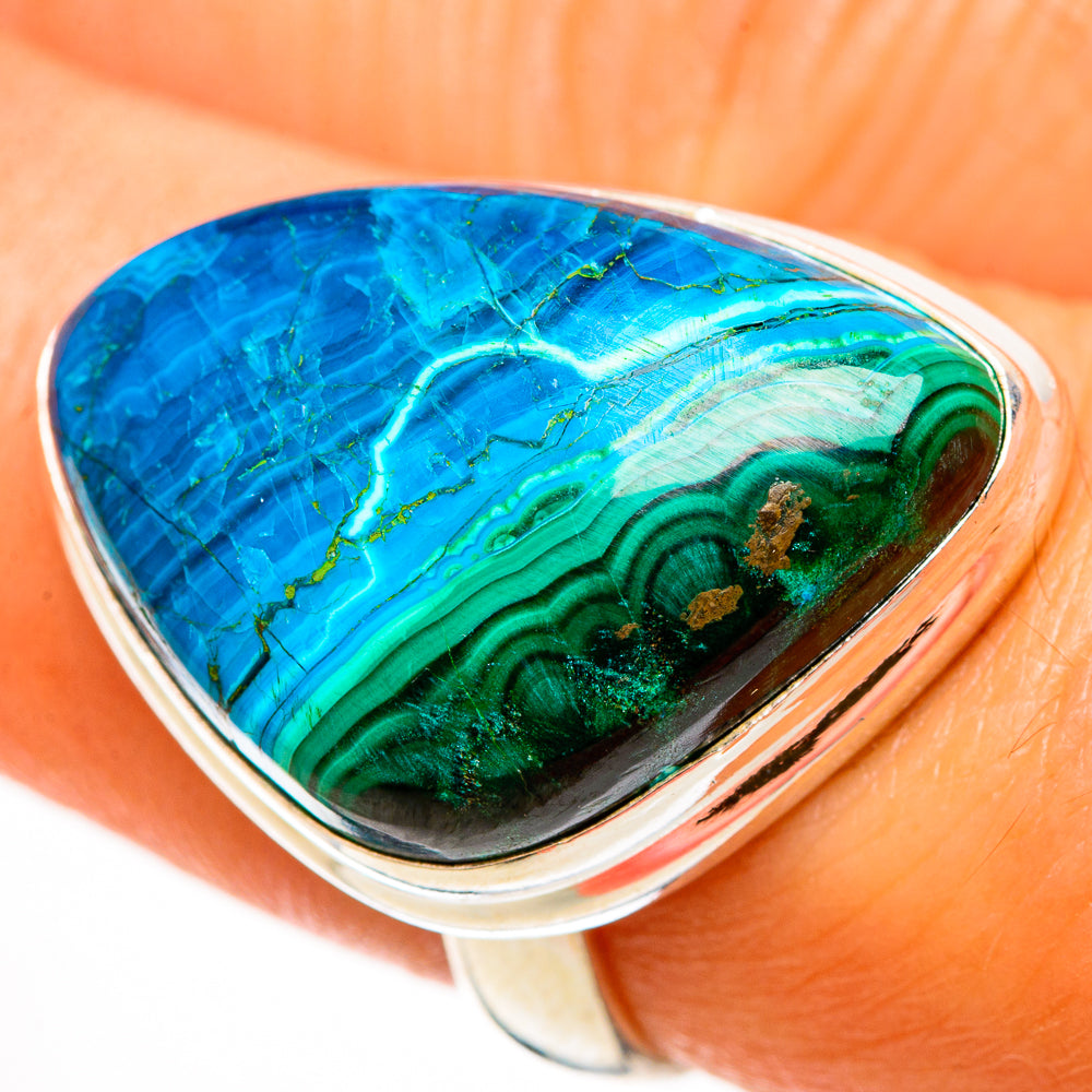 Malachite In Chrysocolla Rings handcrafted by Anasilvercos - RING112289