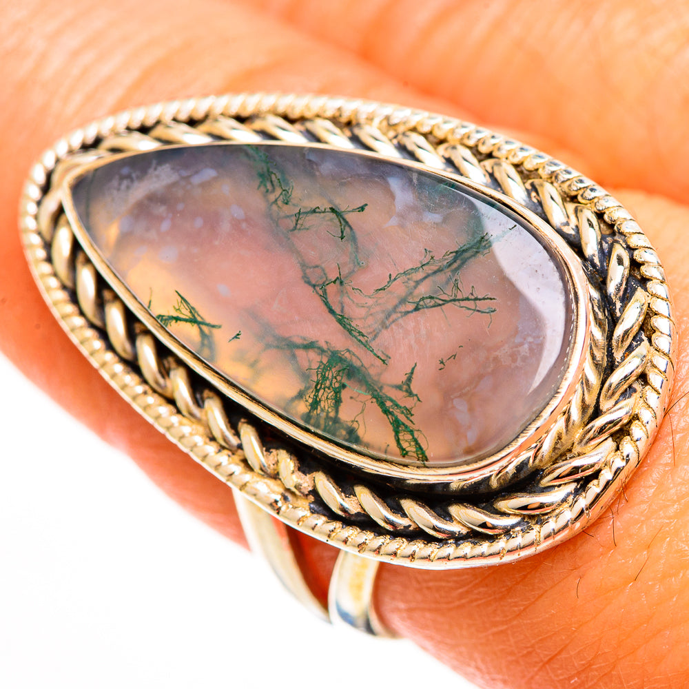 Green Moss Agate Rings handcrafted by Anasilvercos - RING112302