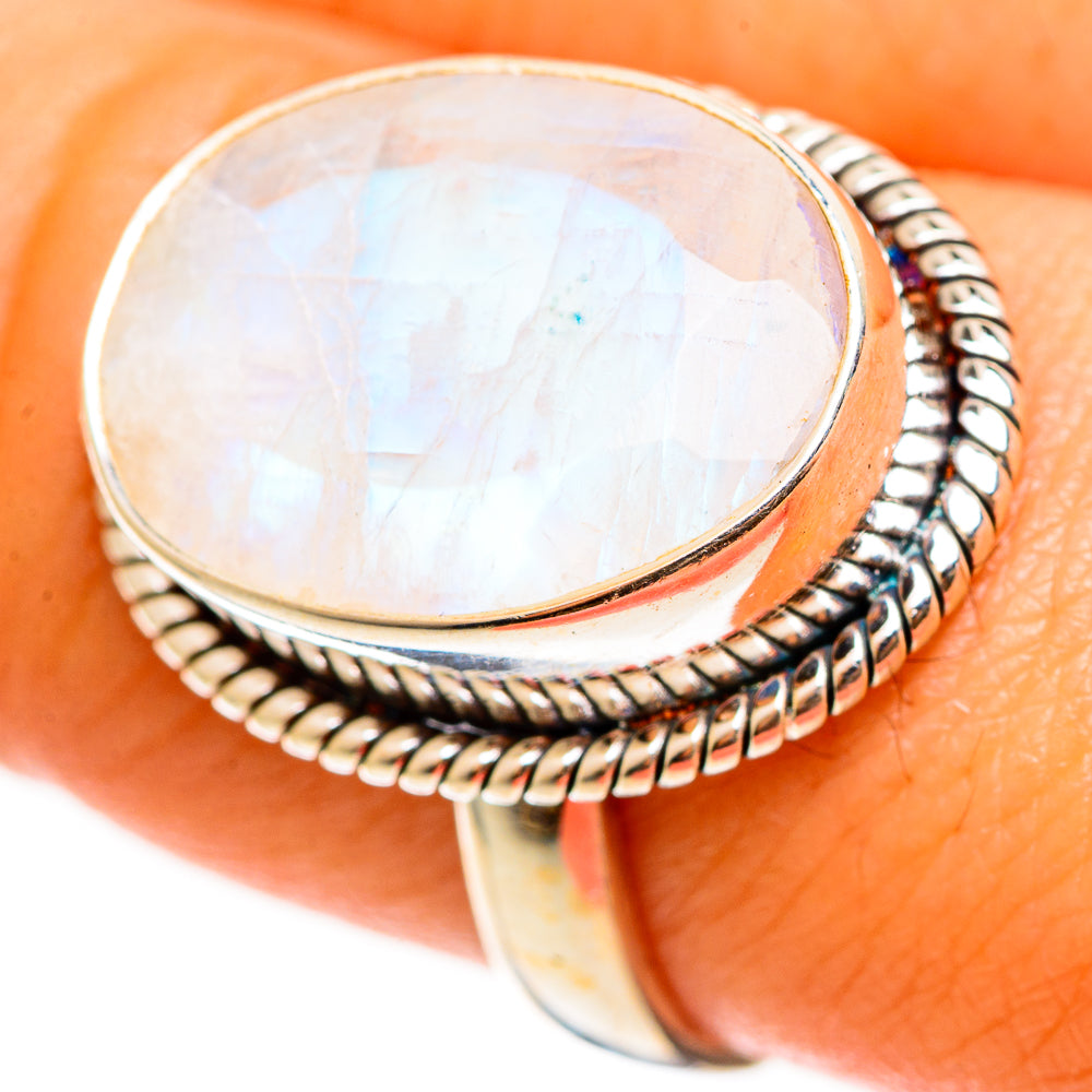 Rainbow Moonstone Rings handcrafted by Anasilvercos - RING112315
