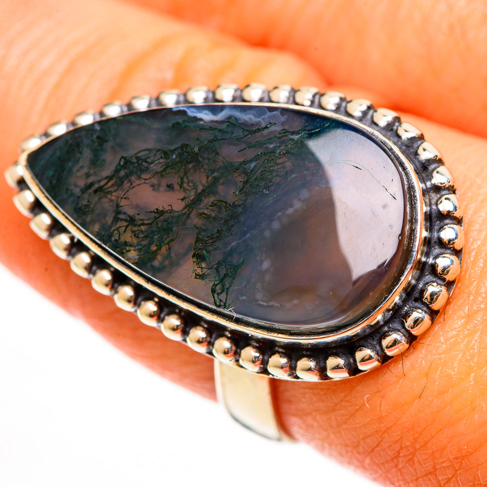 Green Moss Agate Rings handcrafted by Anasilvercos - RING112328