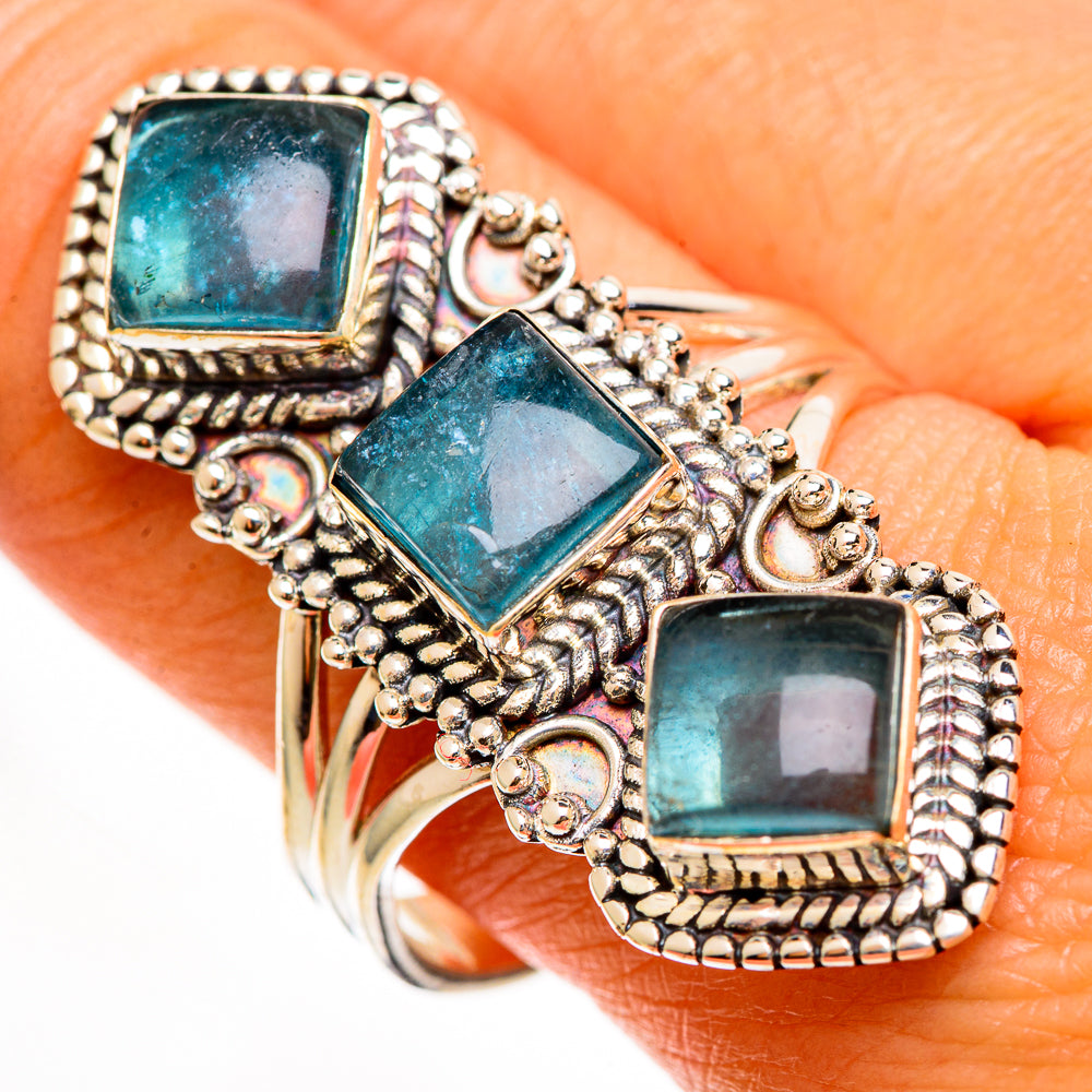 Blue Fluorite Rings handcrafted by Anasilvercos - RING112357