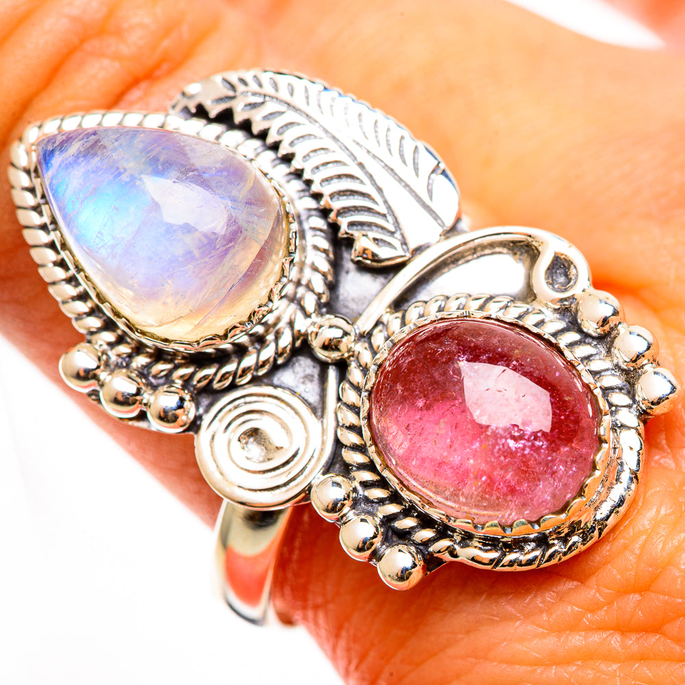 Rainbow Moonstone Rings handcrafted by Anasilvercos - RING112372