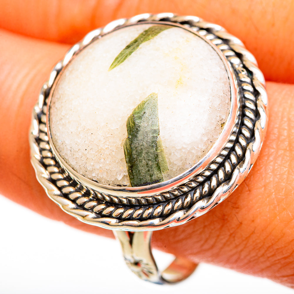 Green Tourmaline In Quartz Rings handcrafted by Anasilvercos - RING112387