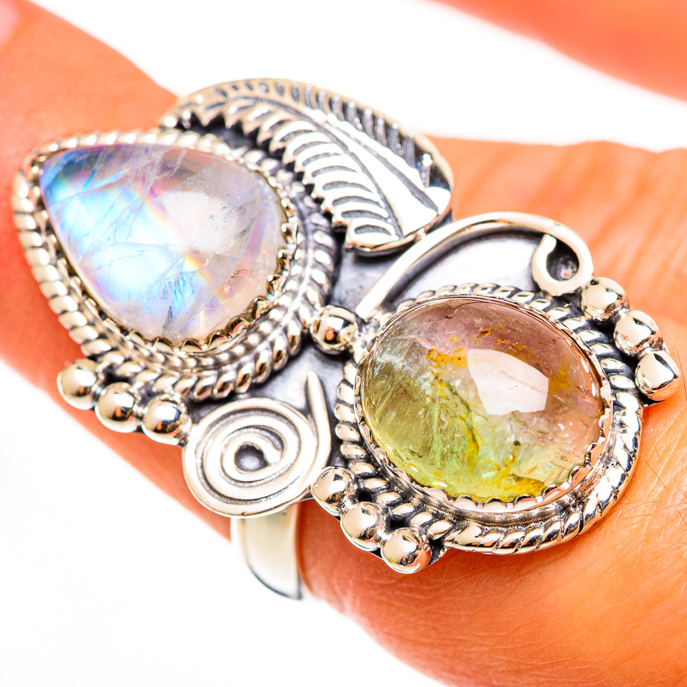 Rainbow Moonstone Rings handcrafted by Anasilvercos - RING112391