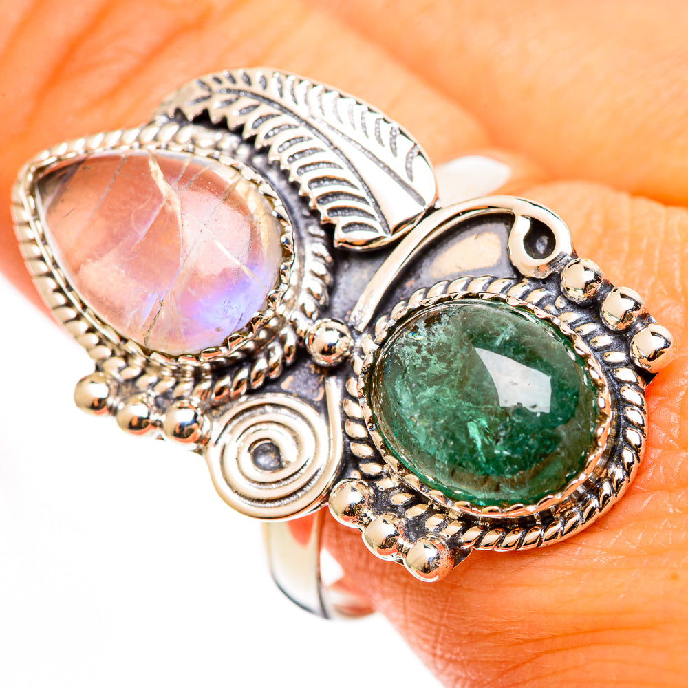Rainbow Moonstone Rings handcrafted by Anasilvercos - RING112406