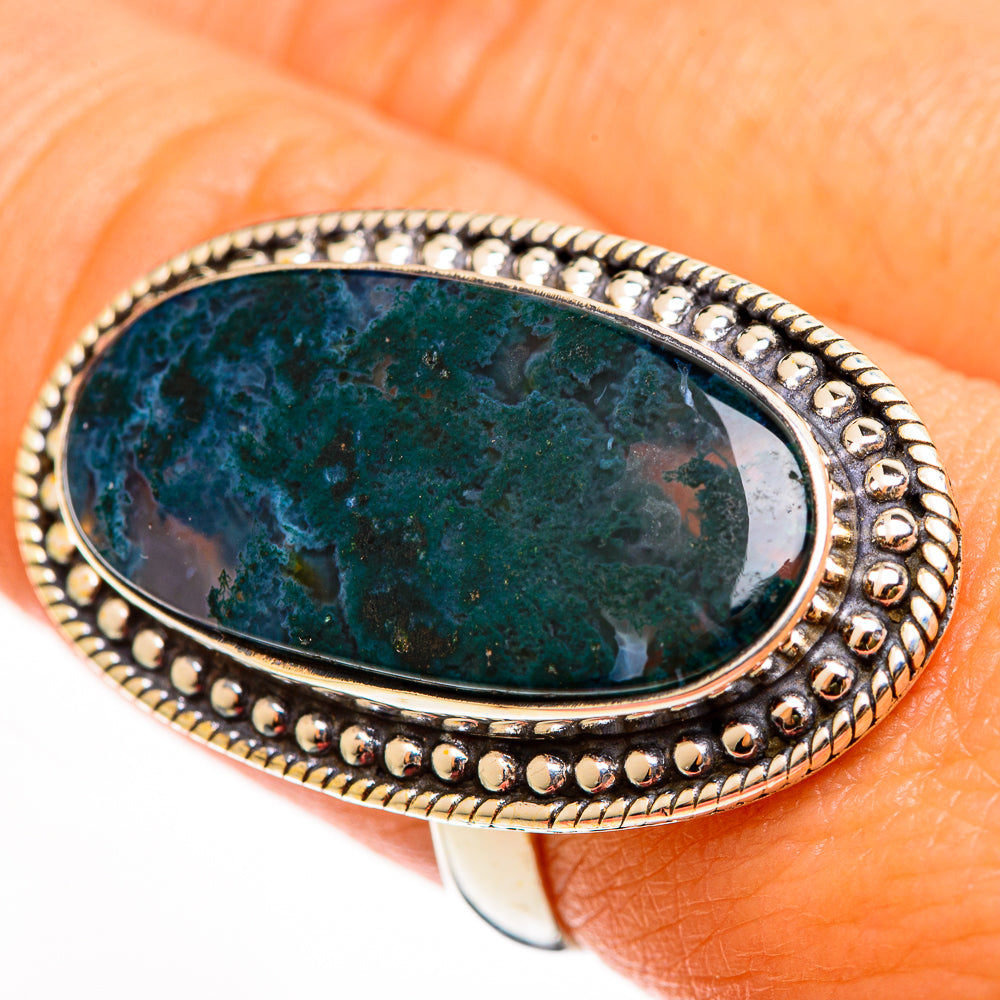 Green Moss Agate Rings handcrafted by Anasilvercos - RING112409