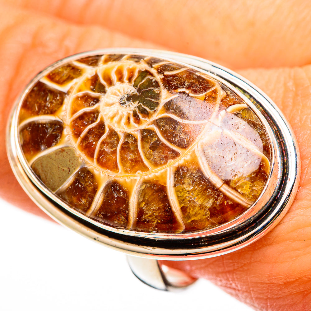 Ammonite Fossil Rings handcrafted by Anasilvercos - RING112415