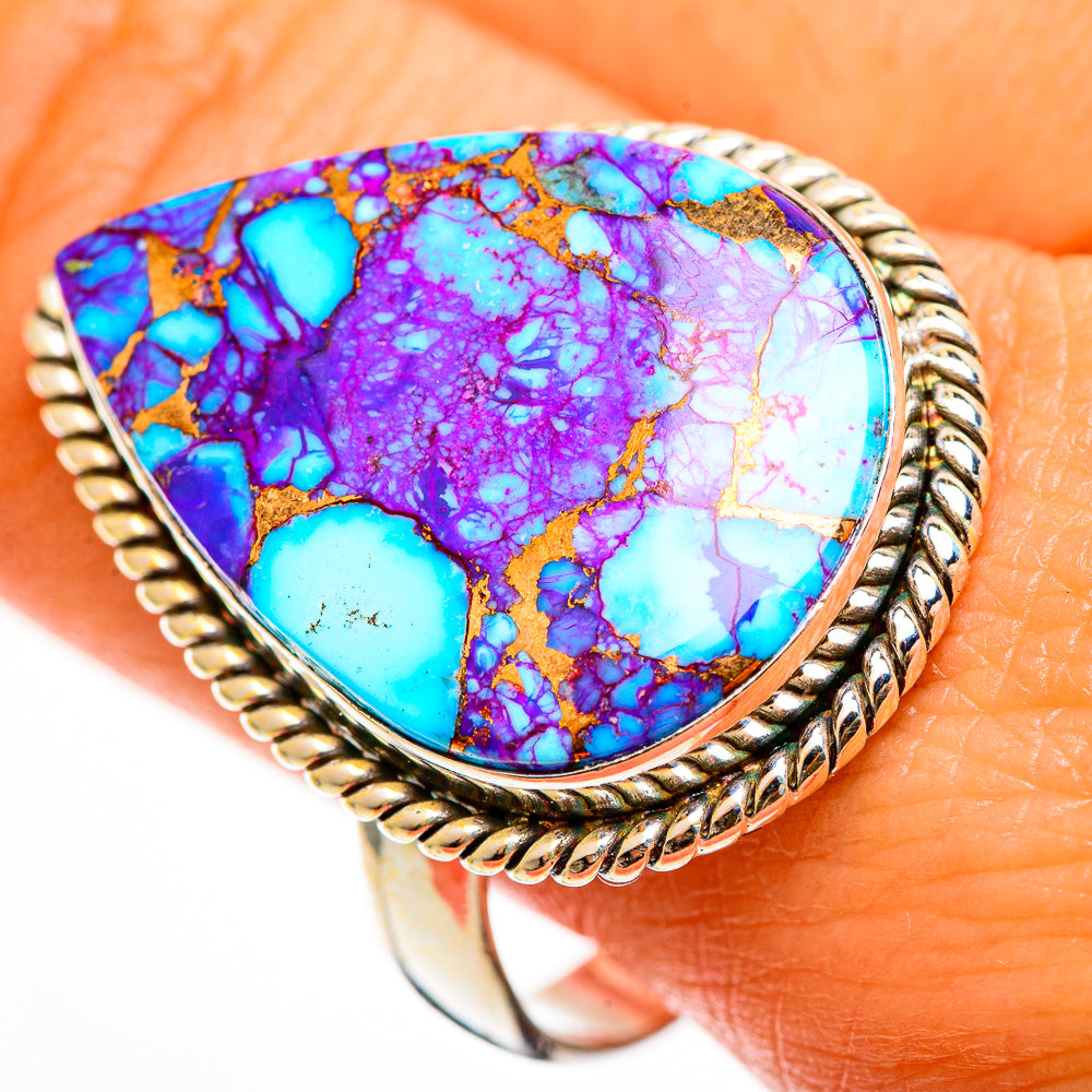Purple Copper Composite Turquoise Rings handcrafted by Anasilvercos - RING112426