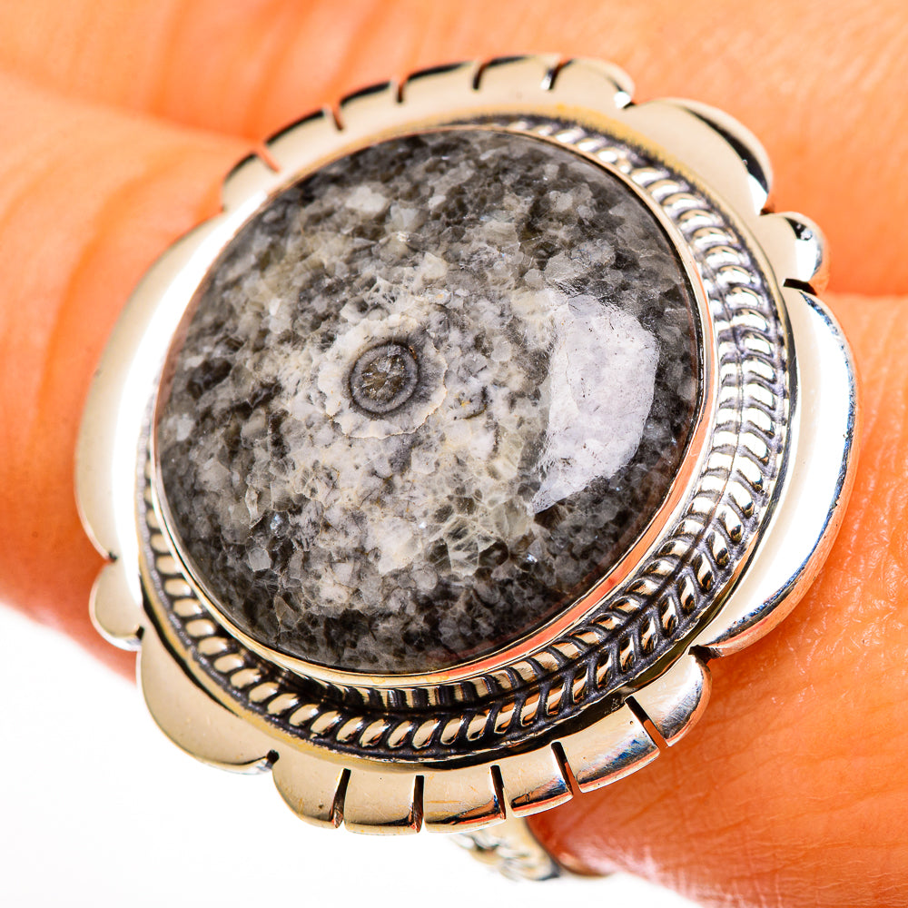 Moroccan Goniatite Fossil Rings handcrafted by Anasilvercos - RING112432