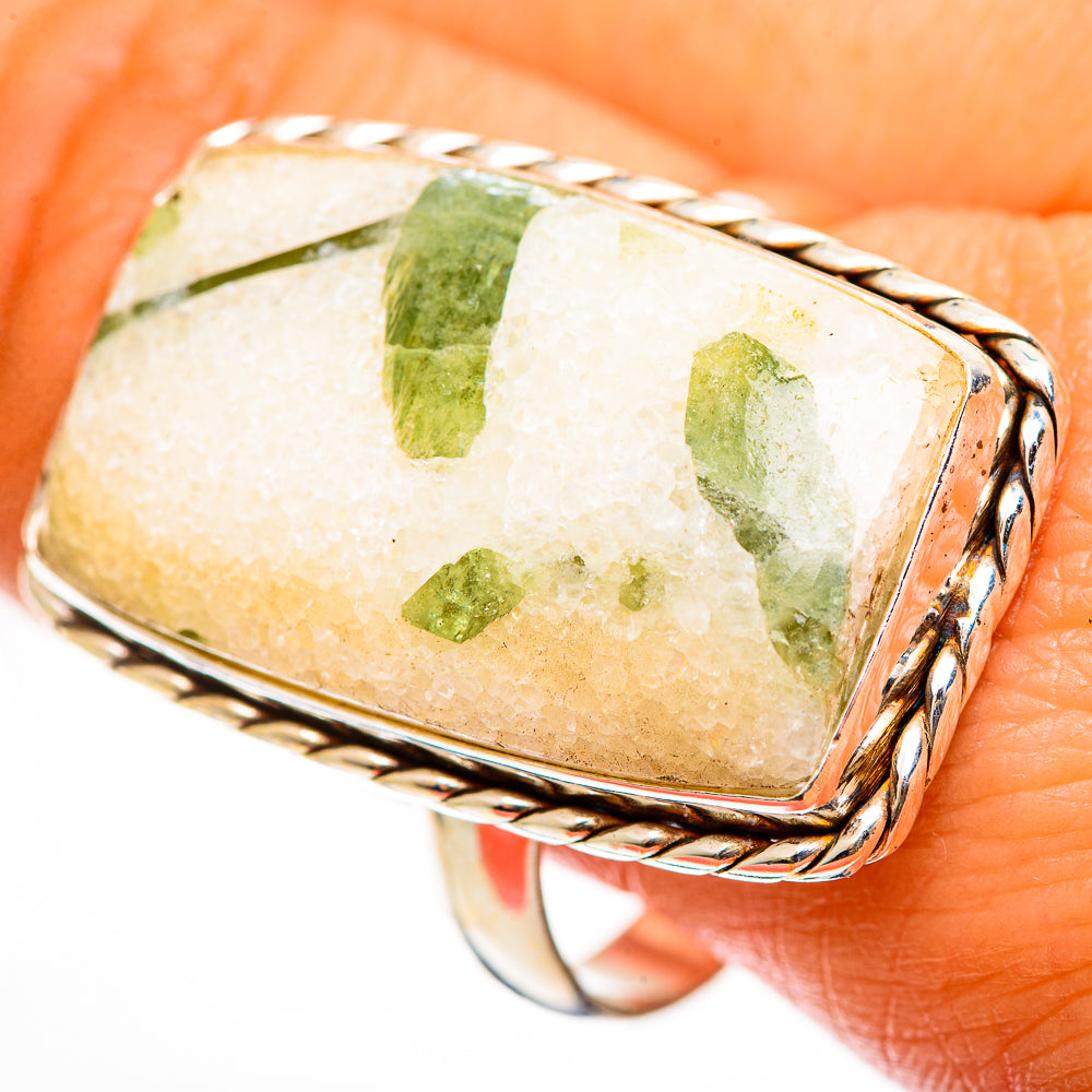 Green Tourmaline In Quartz Rings handcrafted by Anasilvercos - RING112435