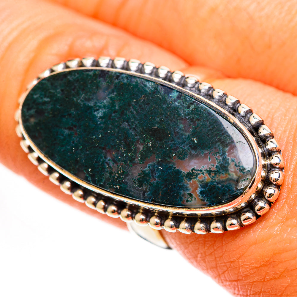 Green Moss Agate Rings handcrafted by Anasilvercos - RING112451
