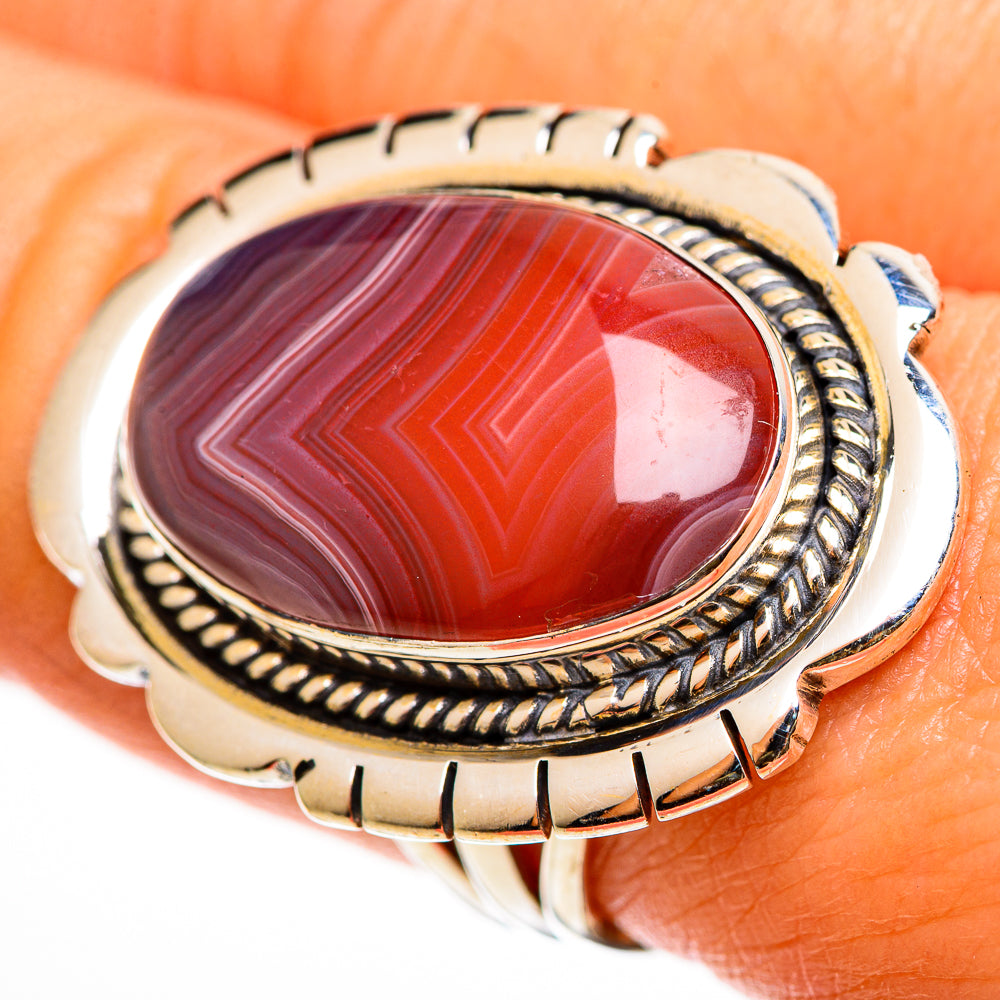 Red Botswana Agate Rings handcrafted by Anasilvercos - RING112459