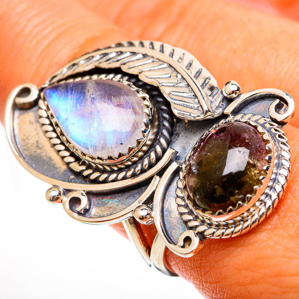 Rainbow Moonstone Rings handcrafted by Anasilvercos - RING112481