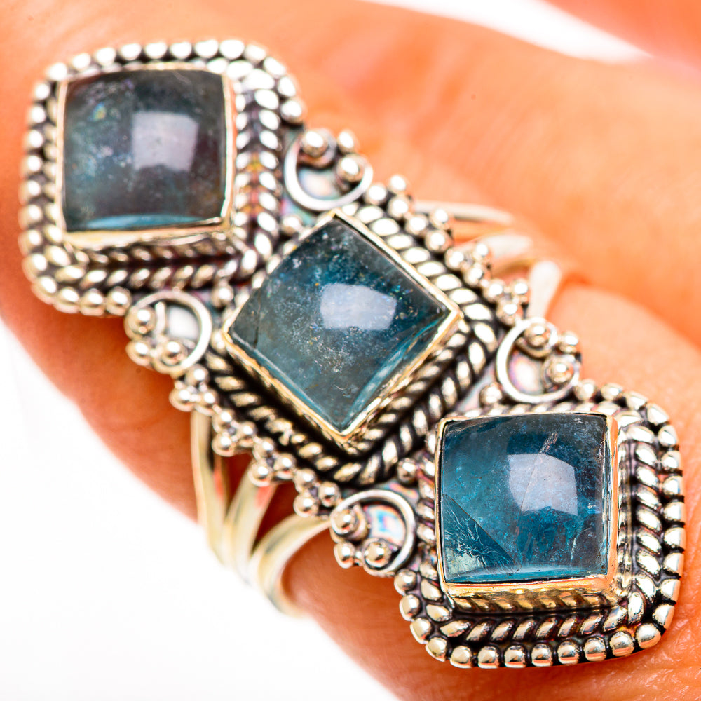 Blue Fluorite Rings handcrafted by Anasilvercos - RING112523