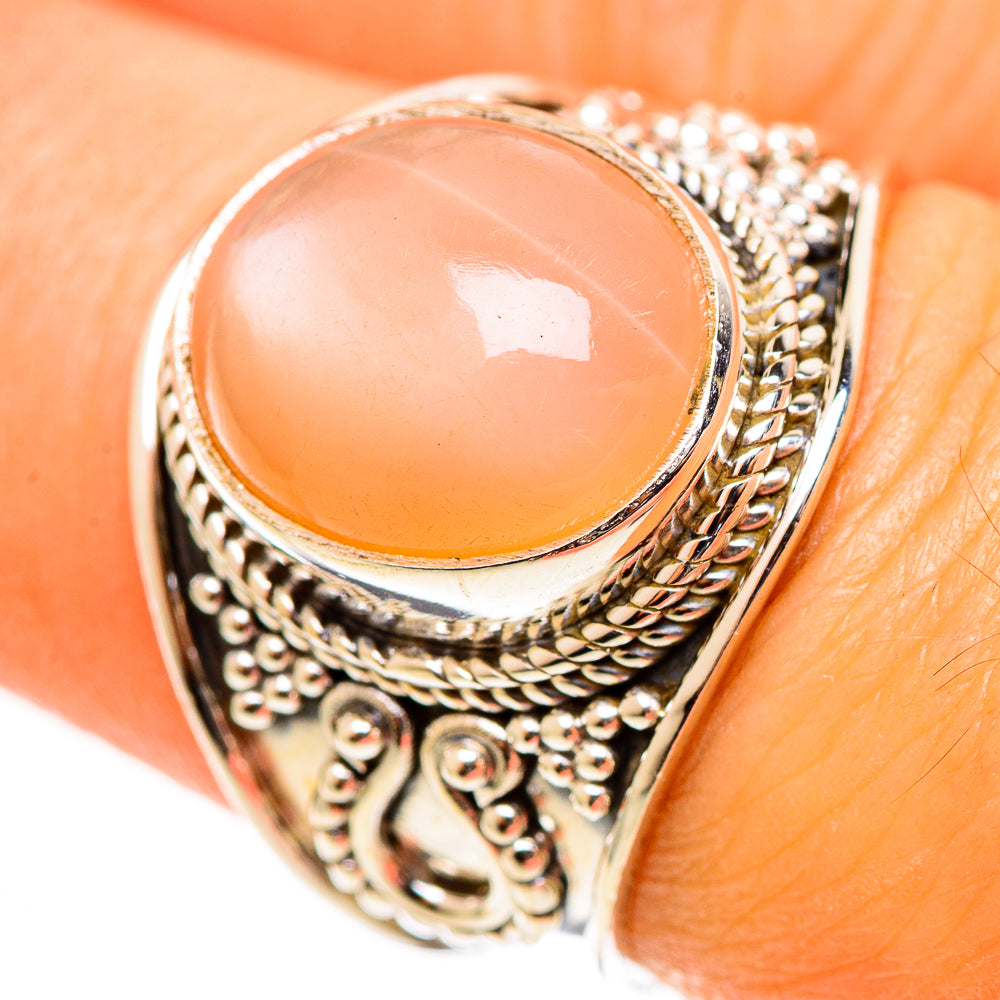 Peach Moonstone Rings handcrafted by Anasilvercos - RING112563