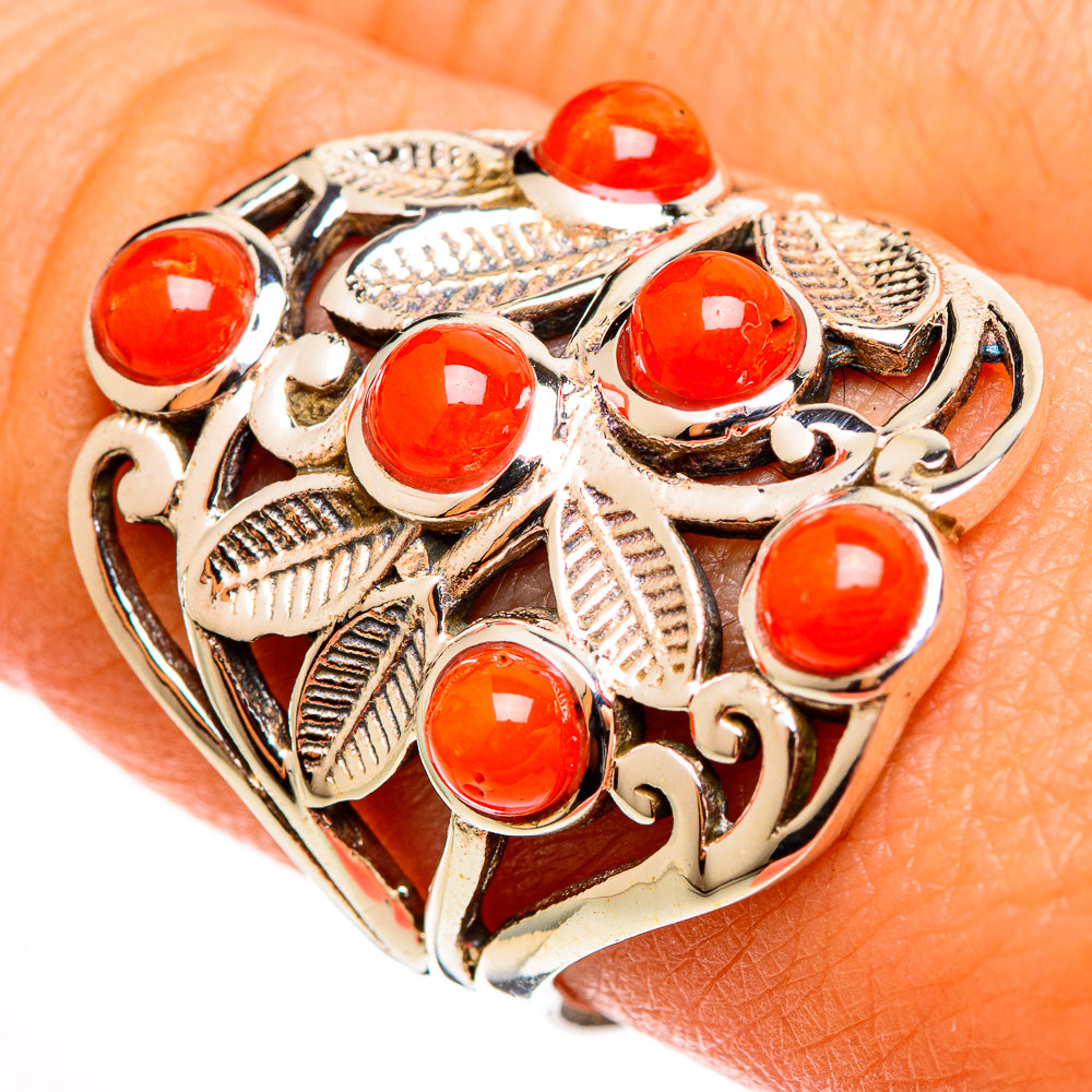 Mediterranean Red Coral Rings handcrafted by Anasilvercos - RING112566